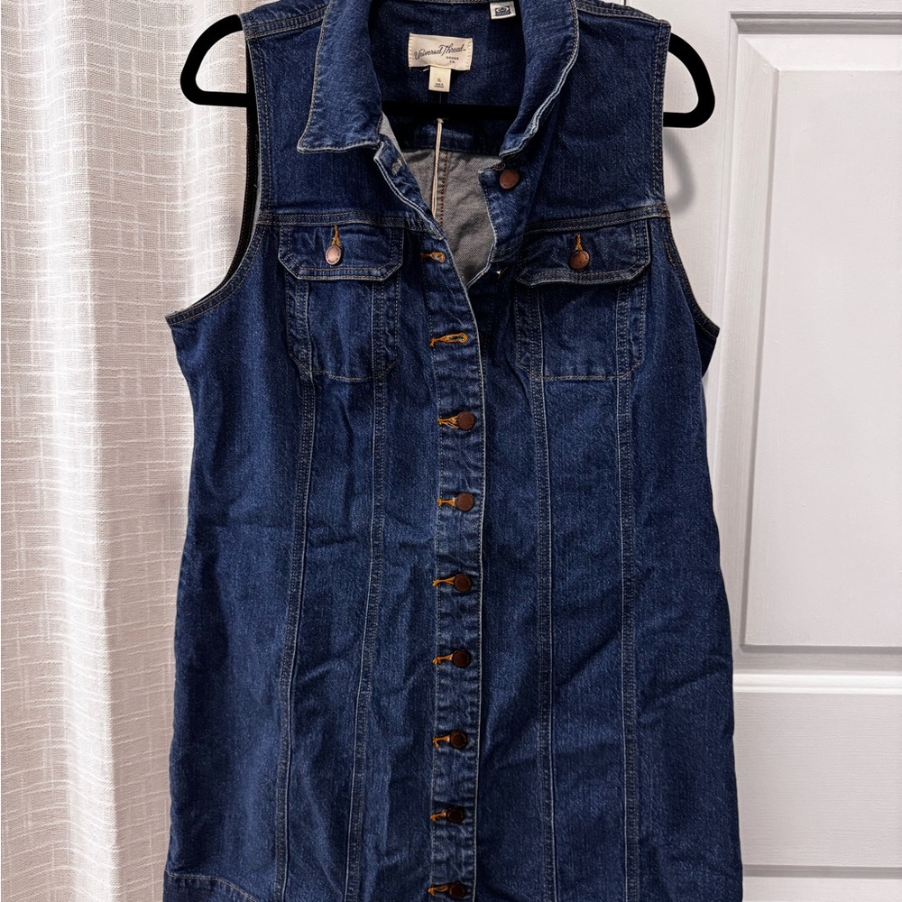 Denim Sleeveless Button-Up Dress
